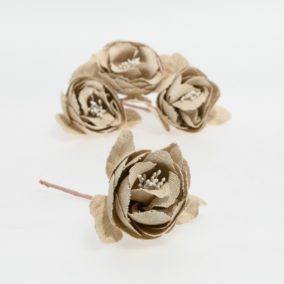 Rosa textil marrón (pack de 4 unidades)
